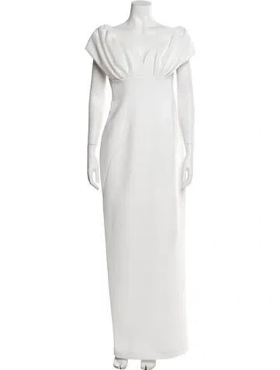 Pre-owned Rachel Gilbert Off-the-shoulder Long Dress W/ Tags In White