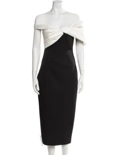 Pre-owned Rachel Gilbert Off-the-shoulder Midi Length Dress W/ Tags In Black