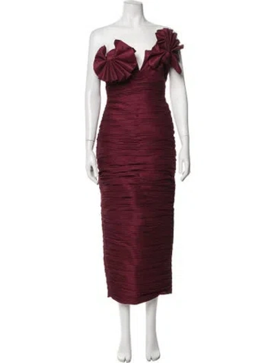 Pre-owned Rachel Gilbert Off-the-shoulder Midi Length Dress W/ Tags In Burgundy