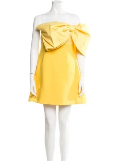 Pre-owned Rachel Gilbert Off-the-shoulder Mini Dress W/ Tags In Yellow