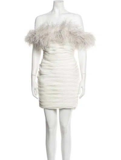 Pre-owned Rachel Gilbert Off-the-shoulder Mini Dress In White