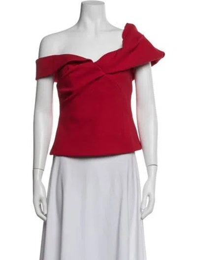 Pre-owned Rachel Gilbert Off-the-shoulder Sleeveless Top In Red