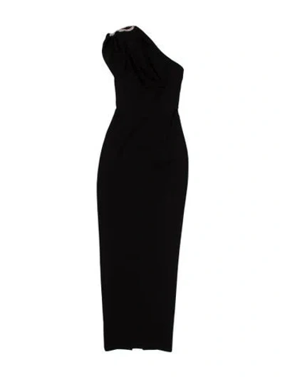 Pre-owned Rachel Gilbert One-shoulder Long Dress In Black
