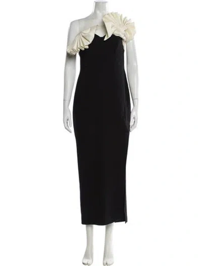 Pre-owned Rachel Gilbert One-shoulder Long Dress In Black