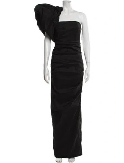 Pre-owned Rachel Gilbert One-shoulder Long Dress In Black