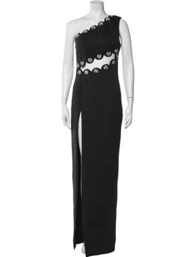 Pre-owned Rachel Gilbert One-shoulder Long Dress In Black