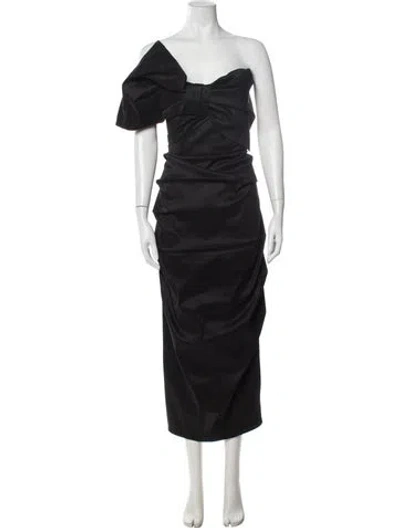 Pre-owned Rachel Gilbert One-shoulder Long Dress In Black