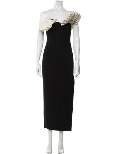 Pre-owned Rachel Gilbert One-shoulder Long Dress In Black