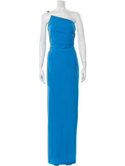 Pre-owned Rachel Gilbert One-shoulder Long Dress In Blue