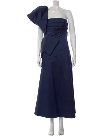 Pre-owned Rachel Gilbert One-shoulder Long Dress In Blue