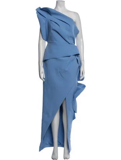 Pre-owned Rachel Gilbert One-shoulder Long Dress In Blue