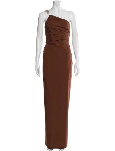 Pre-owned Rachel Gilbert One-shoulder Long Dress In Brown