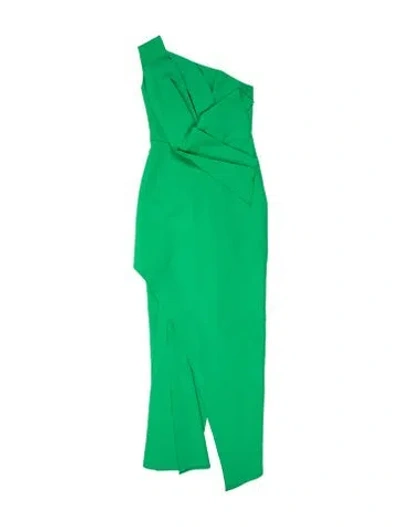 Pre-owned Rachel Gilbert One-shoulder Long Dress In Green