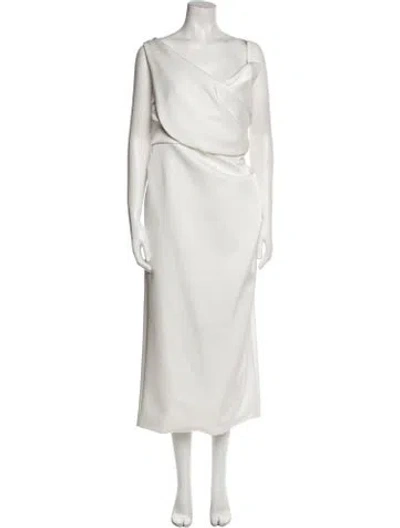 Pre-owned Rachel Gilbert One-shoulder Long Dress In Neutral