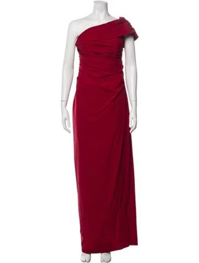 Pre-owned Rachel Gilbert One-shoulder Long Dress In Red