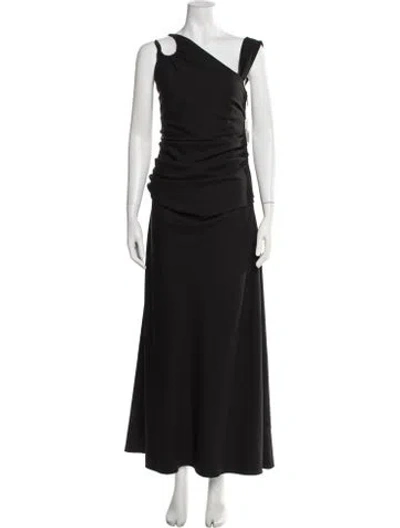 Pre-owned Rachel Gilbert One-shoulder Long Dress W/ Tags In Black