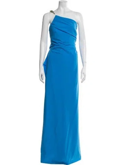 Pre-owned Rachel Gilbert One-shoulder Long Dress W/ Tags In Blue