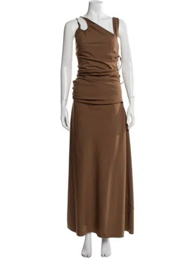 Pre-owned Rachel Gilbert One-shoulder Long Dress W/ Tags In Brown