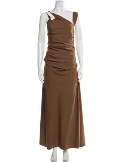 Pre-owned Rachel Gilbert One-shoulder Long Dress W/ Tags In Brown