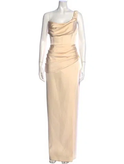 Pre-owned Rachel Gilbert One-shoulder Long Dress W/ Tags In Neutral