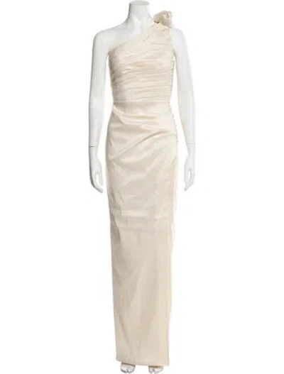Pre-owned Rachel Gilbert One-shoulder Long Dress W/ Tags In Neutrals
