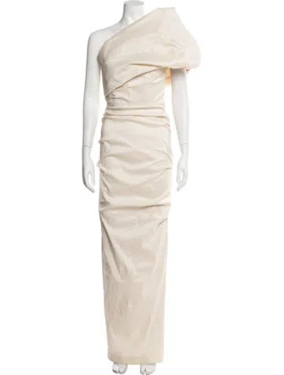 Pre-owned Rachel Gilbert One-shoulder Long Dress W/ Tags In Neutrals