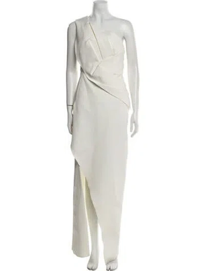 Pre-owned Rachel Gilbert One-shoulder Long Dress In White
