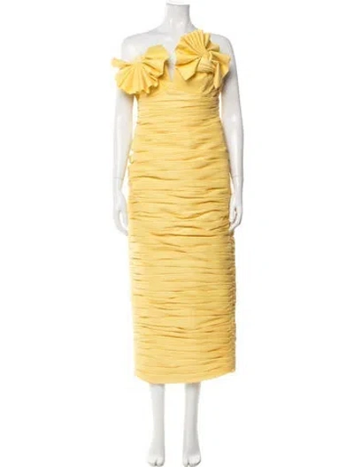 Pre-owned Rachel Gilbert One-shoulder Long Dress In Yellow
