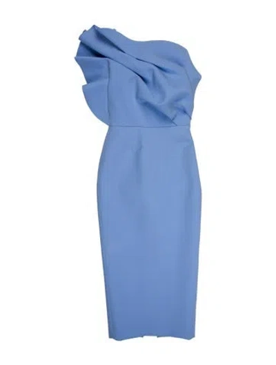 Pre-owned Rachel Gilbert One-shoulder Midi Length Dress In Blue