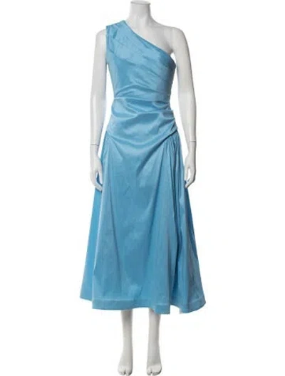 Pre-owned Rachel Gilbert One-shoulder Midi Length Dress In Blue