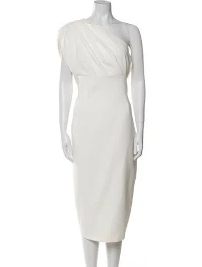 Pre-owned Rachel Gilbert One-shoulder Midi Length Dress In Neutral