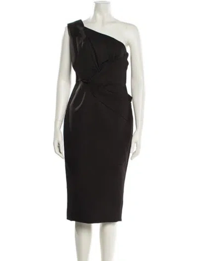 Pre-owned Rachel Gilbert One-shoulder Midi Length Dress W/ Tags In Black