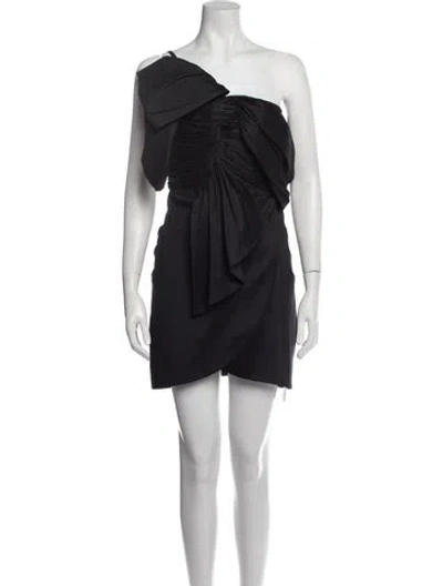 Pre-owned Rachel Gilbert One-shoulder Mini Dress In Black