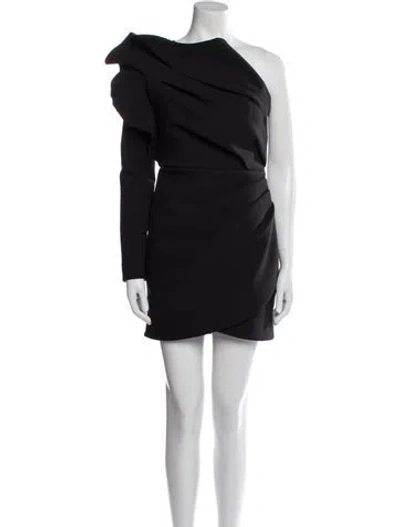 Pre-owned Rachel Gilbert One-shoulder Mini Dress In Black