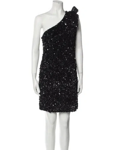 Pre-owned Rachel Gilbert One-shoulder Mini Dress In Black