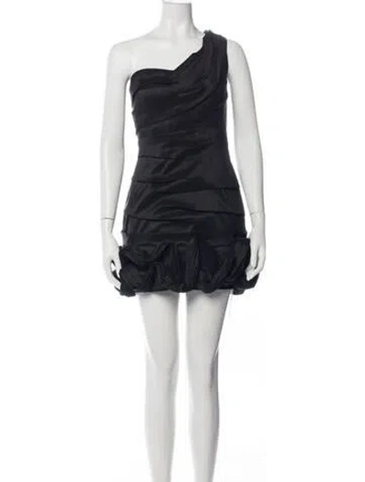 Pre-owned Rachel Gilbert One-shoulder Mini Dress In Black