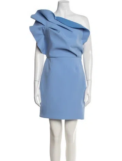 Pre-owned Rachel Gilbert One-shoulder Mini Dress In Blue