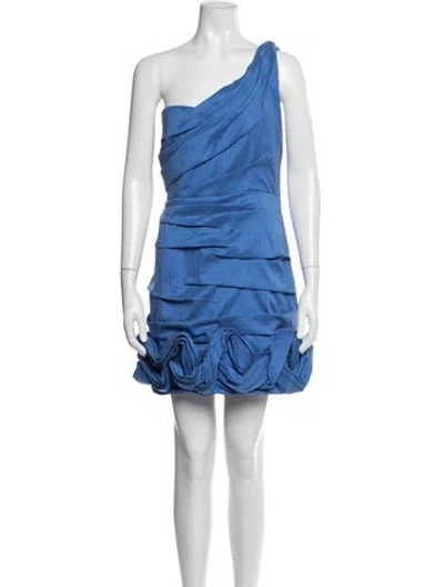 Pre-owned Rachel Gilbert One-shoulder Mini Dress In Blue