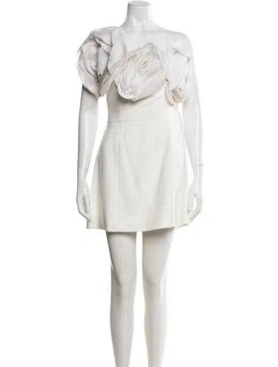 Pre-owned Rachel Gilbert One-shoulder Mini Dress In Neutral
