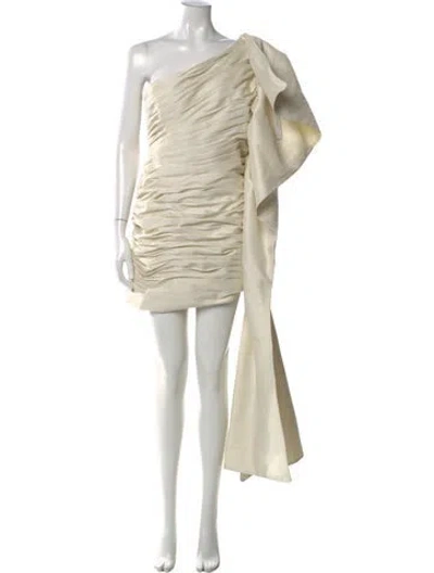 Pre-owned Rachel Gilbert One-shoulder Mini Dress W/ Tags In Neutral