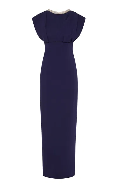 Rachel Gilbert Orion Sequined Trim Gown In Blue