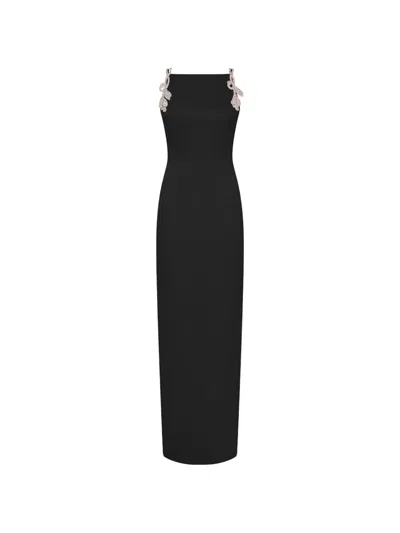 Rachel Gilbert Oryx Column Crystal-embellished Maxi Dress In Black