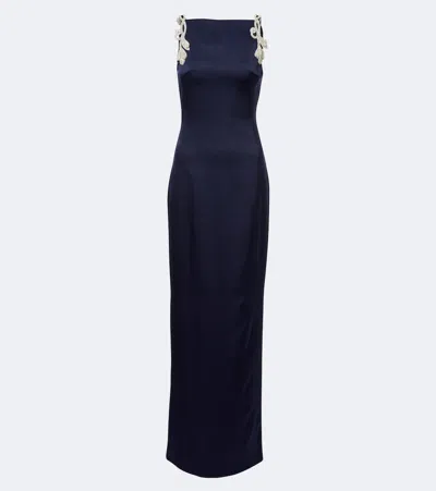 Rachel Gilbert Oryx Embellished Crepe Gown In Blue