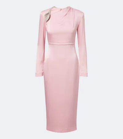 Rachel Gilbert Oryx Embellished Crepe Satin Cocktail Dress In Pink