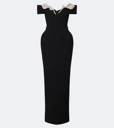 Rachel Gilbert Oscar Off-shoulder Crepe Corset Gown In Black