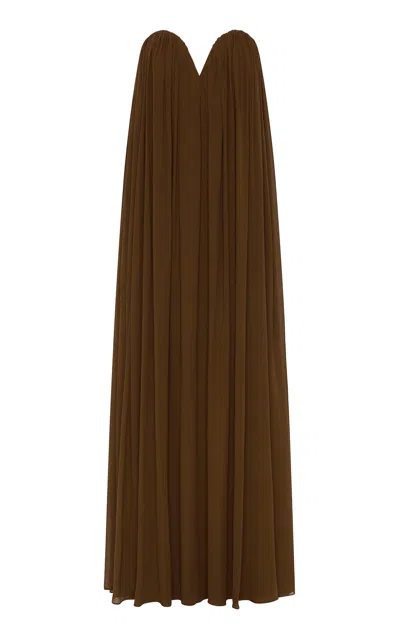 Rachel Gilbert Pamina Silk Flow Gown In Brown