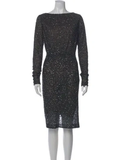 Pre-owned Rachel Gilbert Patterned Knee-length Dress In Gray