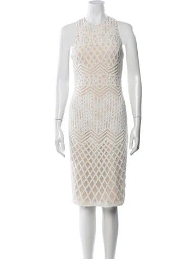 Pre-owned Rachel Gilbert Patterned Knee-length Dress In White