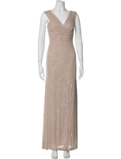 Pre-owned Rachel Gilbert Patterned Long Dress In Neutral