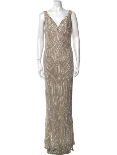 Pre-owned Rachel Gilbert Patterned Long Dress In Neutrals